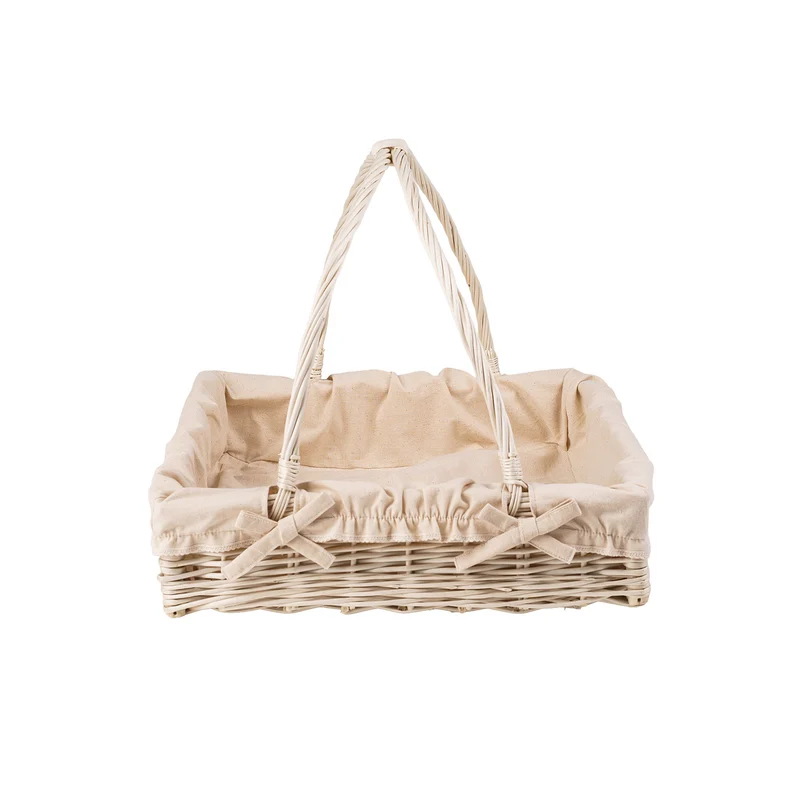 Allium wicker serving basket with beige trim, with handles TheWickerStories