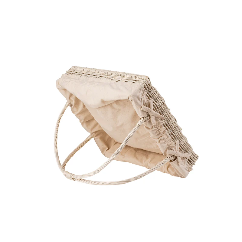 Allium wicker serving basket with beige trim, with handles TheWickerStories