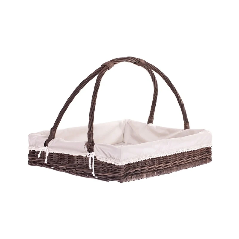 Allium wicker serving basket with beige trim and handle by TheWickerStories