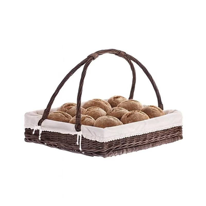Allium wicker serving basket with beige trim and handle by TheWickerStories