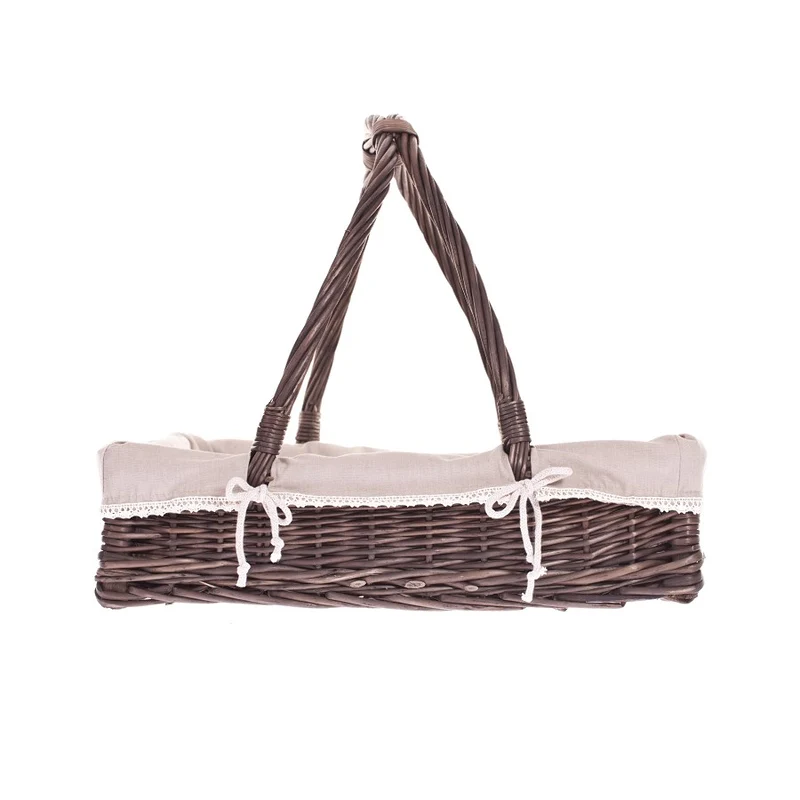 Allium wicker serving basket with beige trim and handle by TheWickerStories