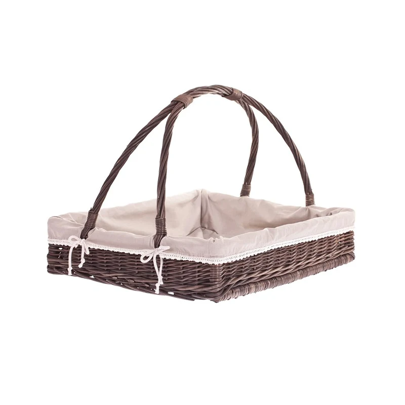 Allium wicker serving basket with beige trim and handle by TheWickerStories