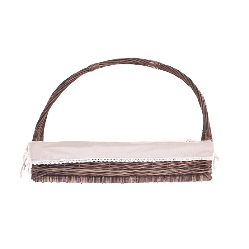 Allium wicker serving basket with beige trim and handle by TheWickerStories