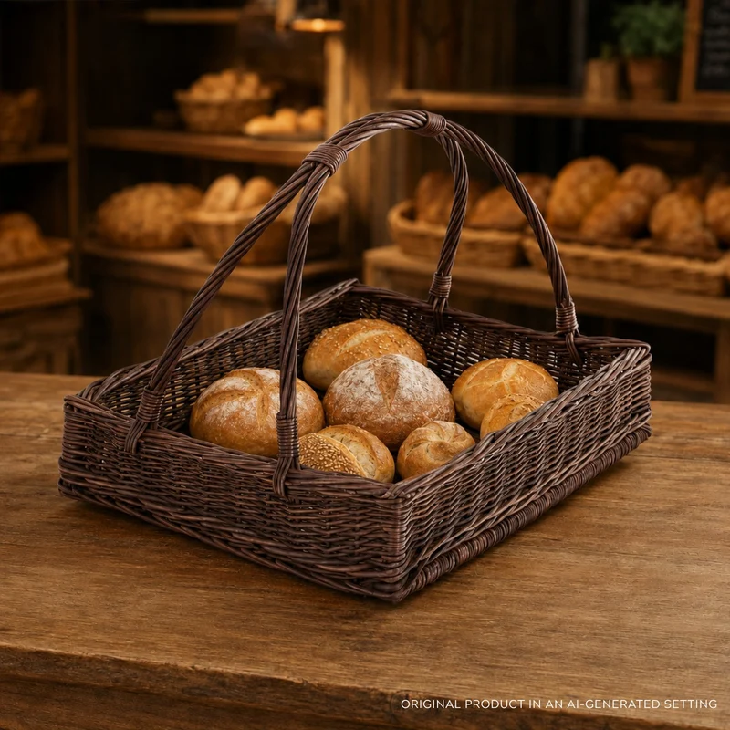 Allium wicker basket for serving and storage with handle by TheWickerStories