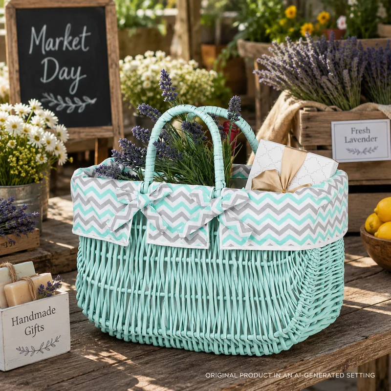 Werlissa wicker bag, women's handbag, picnic basket with handles and trim TheWickerStories