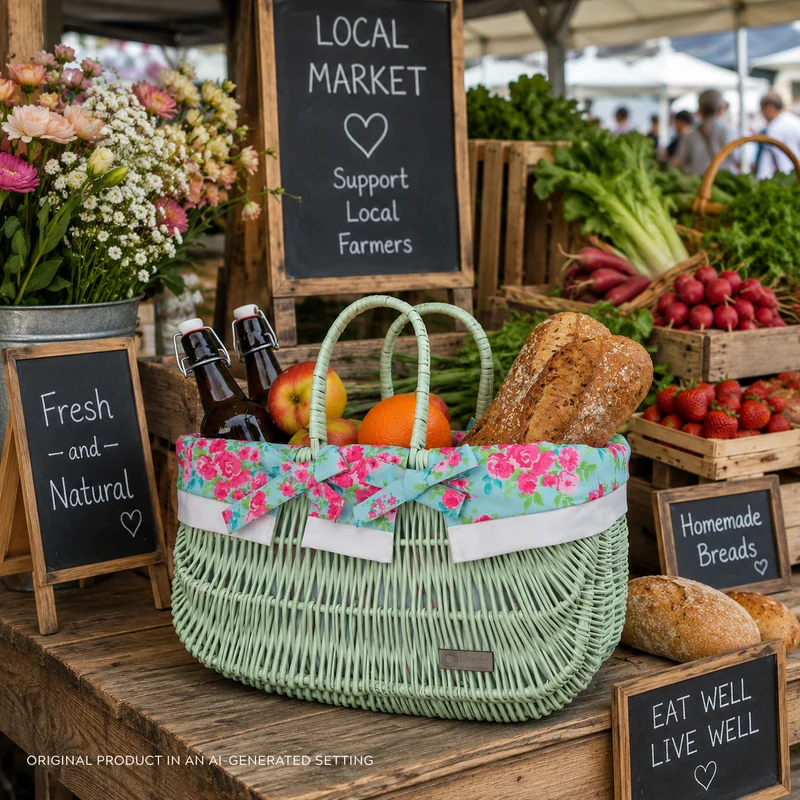Werlissa wicker bag, women's handbag, picnic basket with handles and trim TheWickerStories