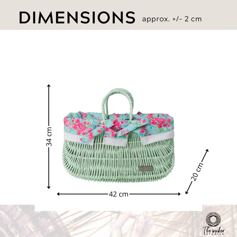 Werlissa wicker bag, women's handbag, picnic basket with handles and trim TheWickerStories