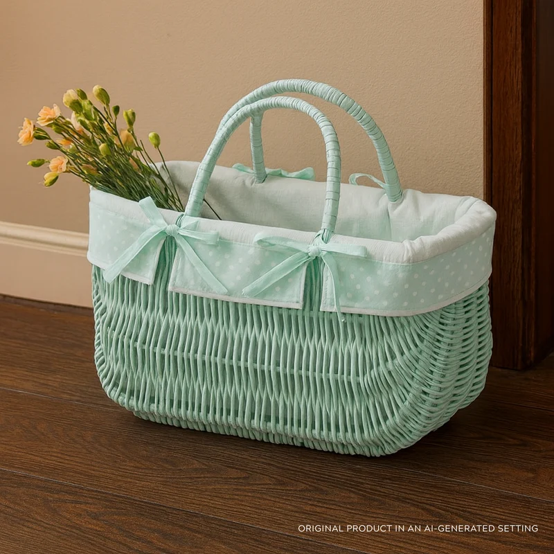 Werlissa wicker bag, women's handbag, picnic basket with handles and trim TheWickerStories