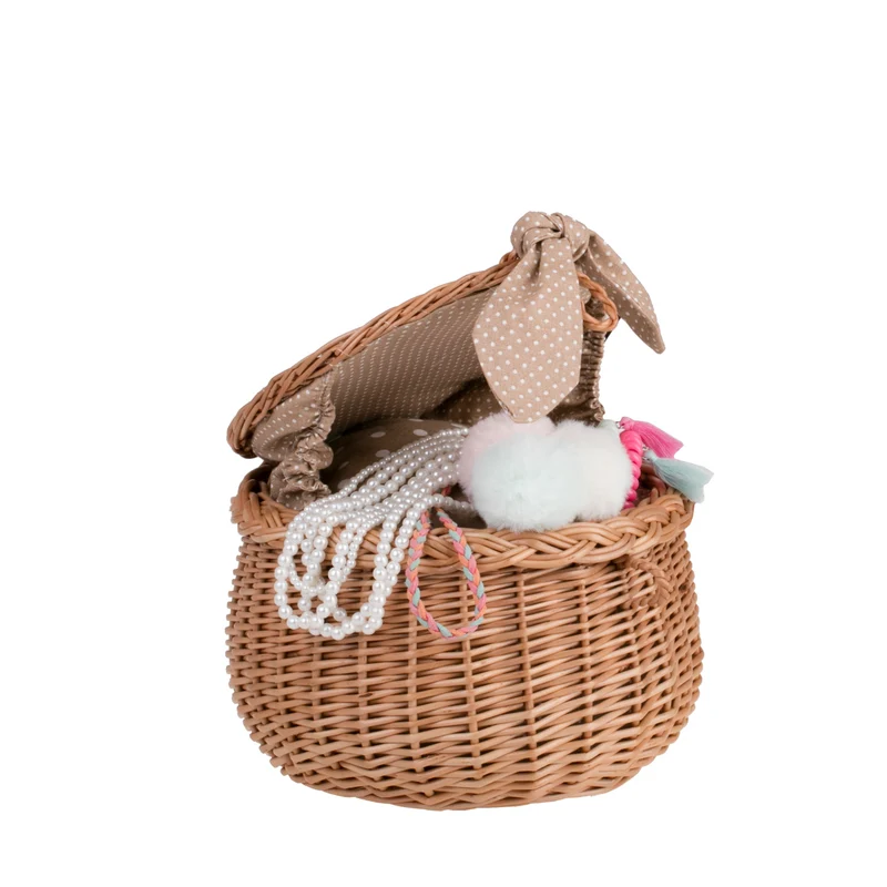 Zethina wicker storage basket, decorative container with lid and trim TheWickerStories