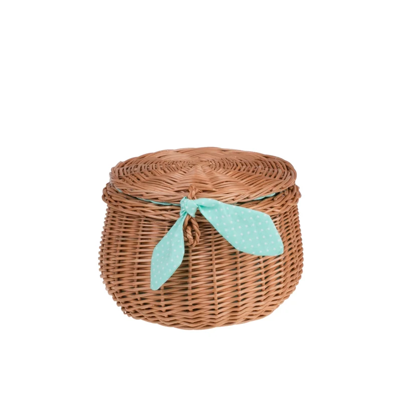 Zethina wicker storage basket, decorative container with lid and trim TheWickerStories