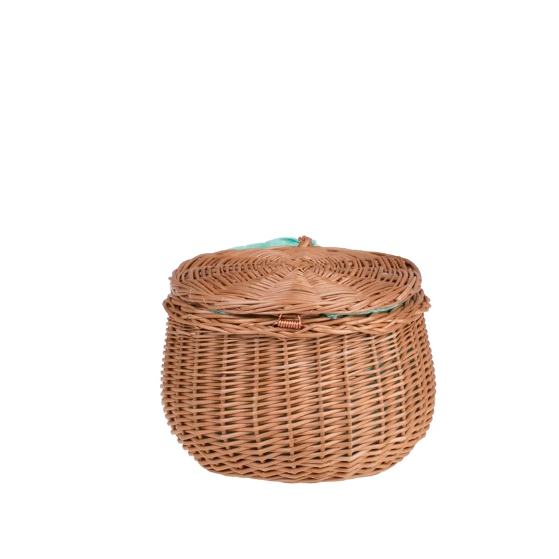 Zethina wicker storage basket, decorative container with lid and trim TheWickerStories