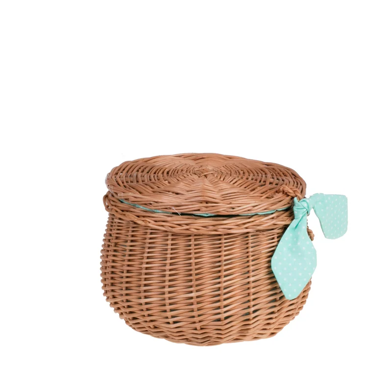 Zethina wicker storage basket, decorative container with lid and trim TheWickerStories
