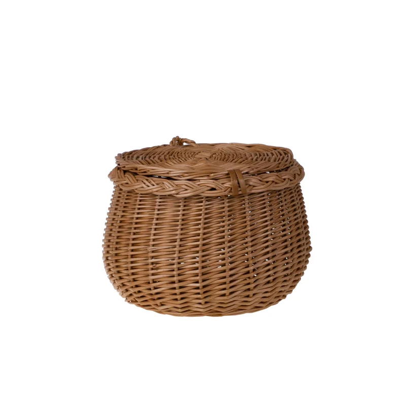 Zethina wicker storage basket, decorative container with lid TheWickerStories