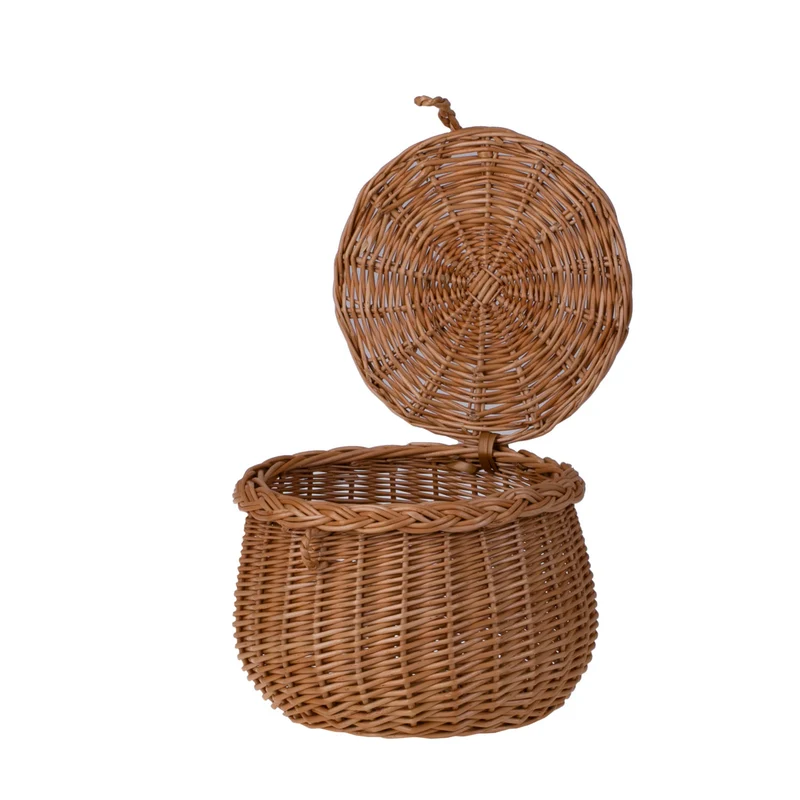 Zethina wicker storage basket, decorative container with lid TheWickerStories