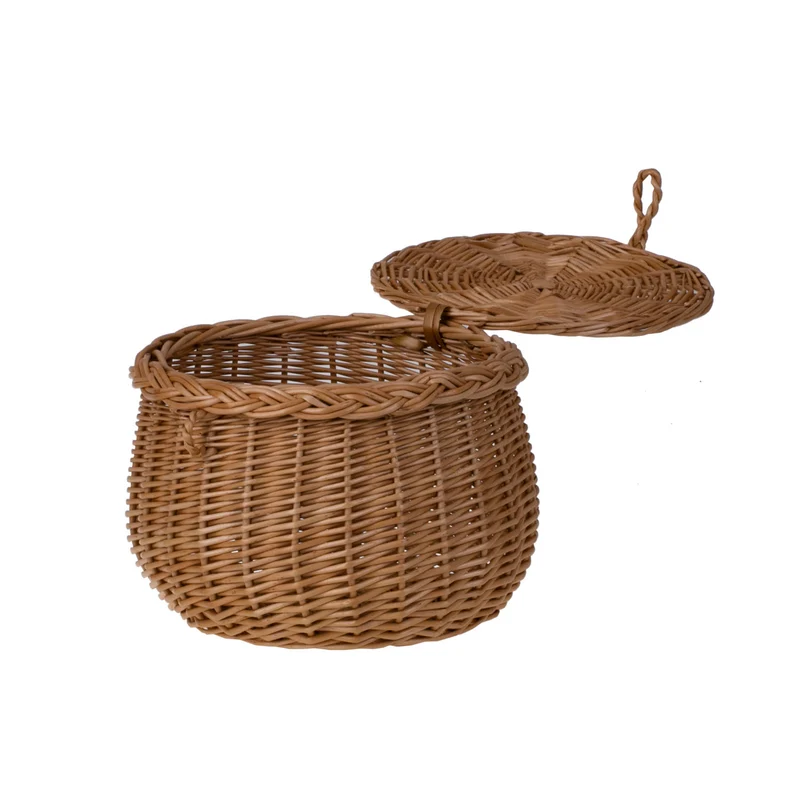 Zethina wicker storage basket, decorative container with lid TheWickerStories