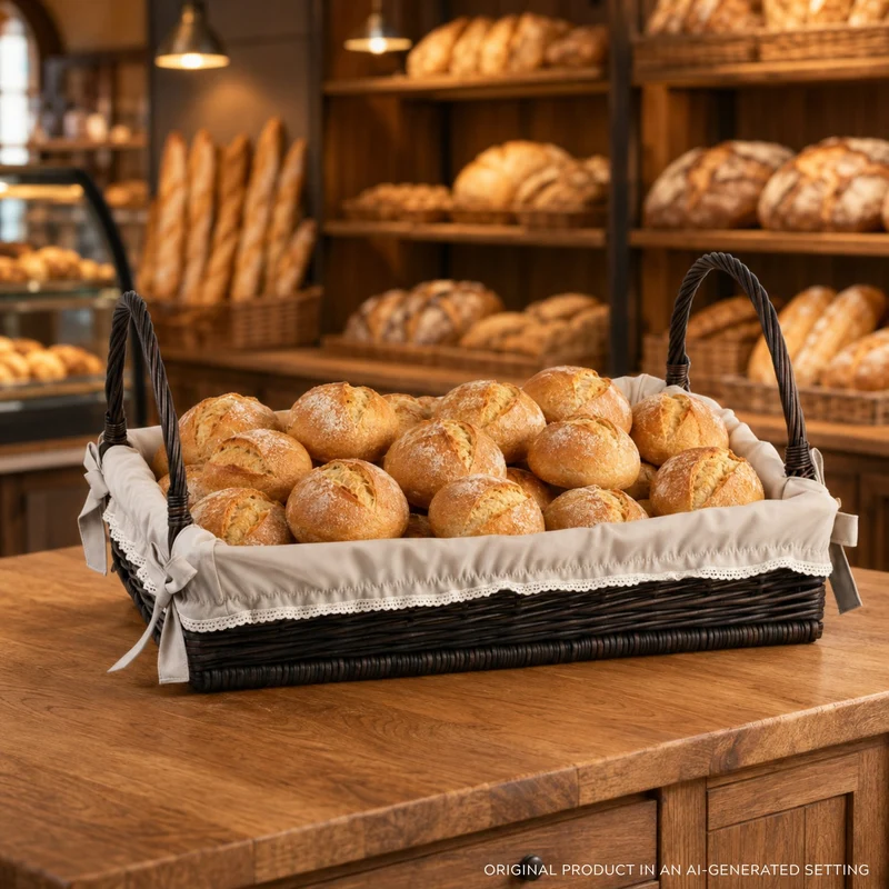 Allium rectangular wicker tray with handles and trim TheWickerStories