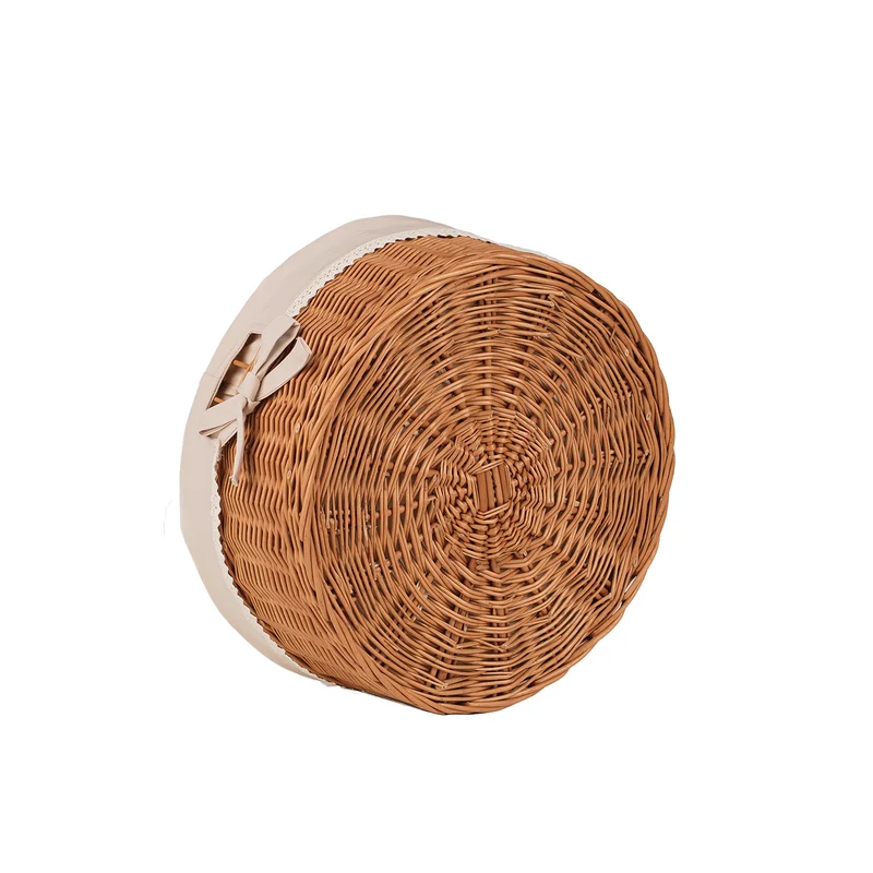 Nova round wicker tray, display basket, lined pastry basket, set of 2 TheWickerStories