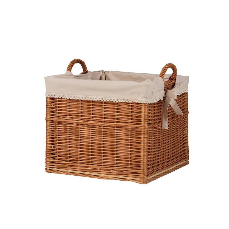 Nova wicker basket with beige lining and handles TheWickerStories