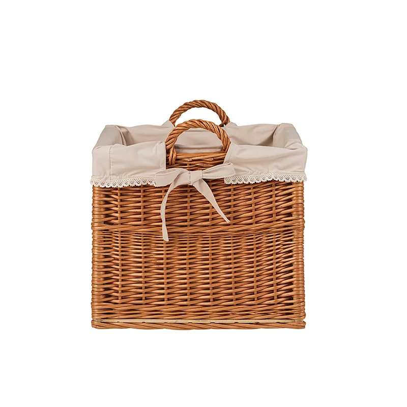Nova wicker basket with beige lining and handles TheWickerStories