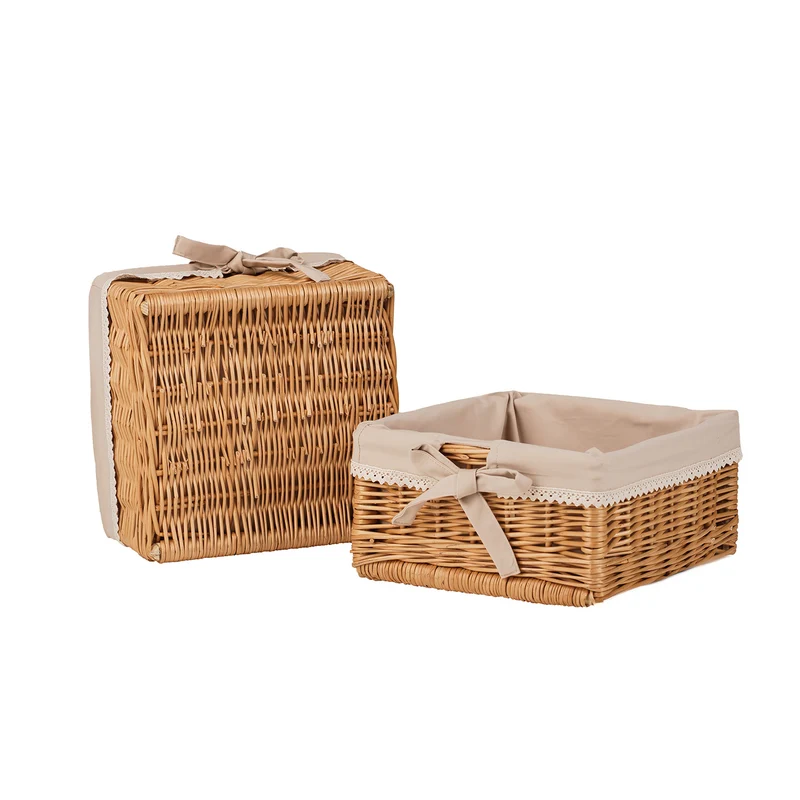 Nova set of 2 wicker baskets with beige lining