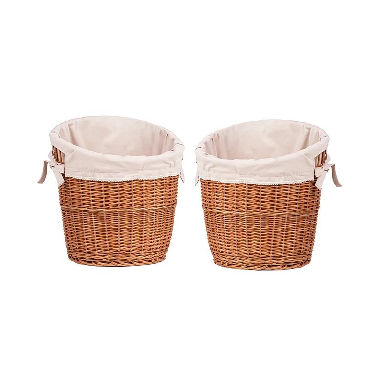 Bassa set of 2 wicker baguette baskets with beige lining TheWickerStories