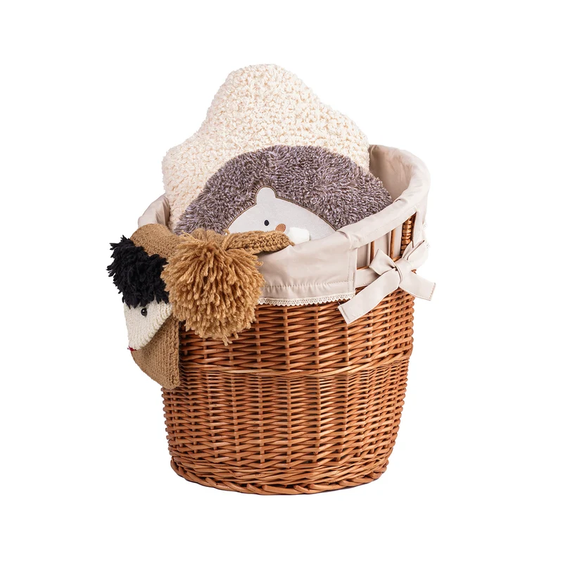 Bassa set of 2 wicker baguette baskets with beige lining TheWickerStories