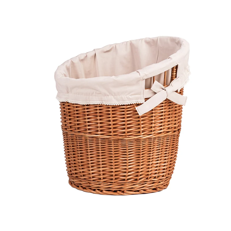 Bassa set of 2 wicker baguette baskets with beige lining TheWickerStories