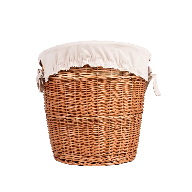 Bassa set of 2 wicker baguette baskets with beige lining TheWickerStories