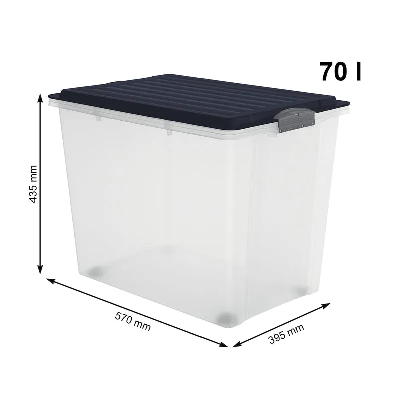 Stapelbox mit Rollen DIN A3, 70 l COMPACT