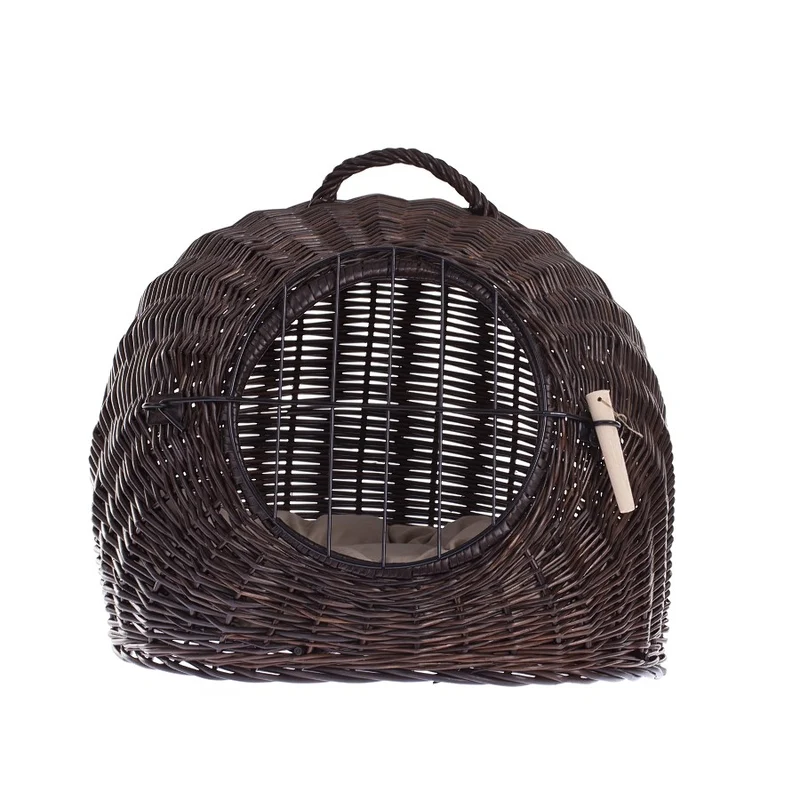 Tactus wicker cat house with cushion, wicker dog house, lockable pet transport cage TheWickerStories