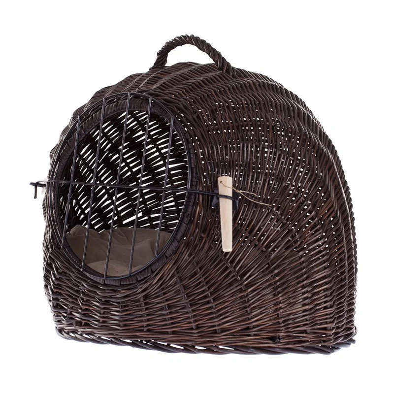 Tactus wicker cat house with cushion, wicker dog house, lockable pet transport cage TheWickerStories