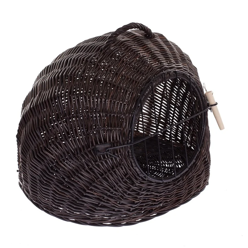 Tactus wicker cat house with cushion, wicker dog house, lockable pet transport cage TheWickerStories