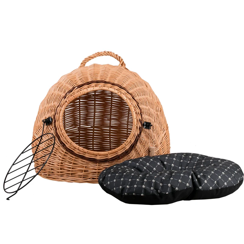 Tactus wicker cat house with cushion, wicker kennel, lockable pet carrier cage TheWickerStories