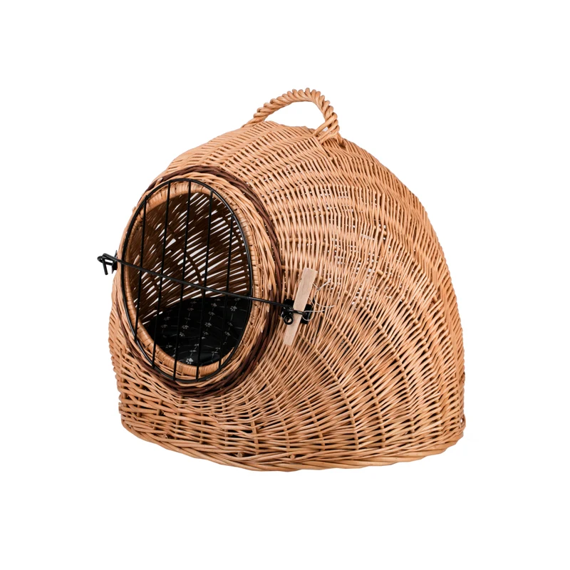 Tactus wicker cat house with cushion, wicker kennel, lockable pet carrier cage TheWickerStories