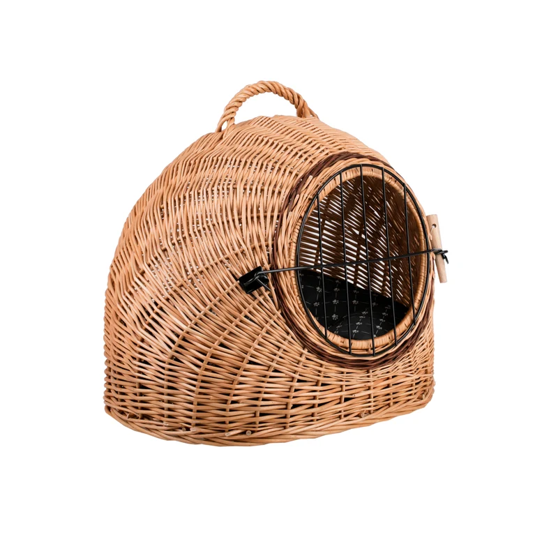 Tactus wicker cat house with cushion, wicker kennel, lockable pet carrier cage TheWickerStories