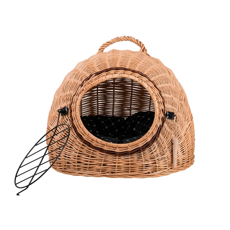 Tactus wicker cat house with cushion, wicker kennel, lockable pet carrier cage TheWickerStories