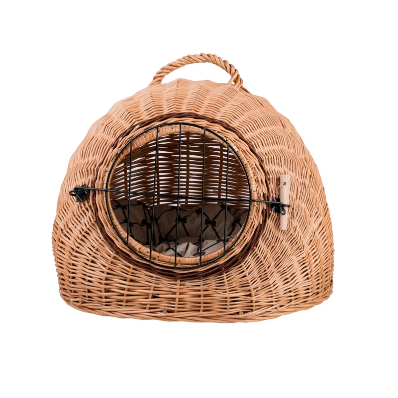 Tactus wicker cat house with cushion, wicker pet house, lockable pet carrier TheWickerStories