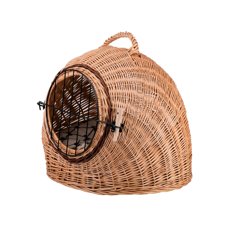 Tactus wicker cat house with cushion, wicker pet house, lockable pet carrier TheWickerStories