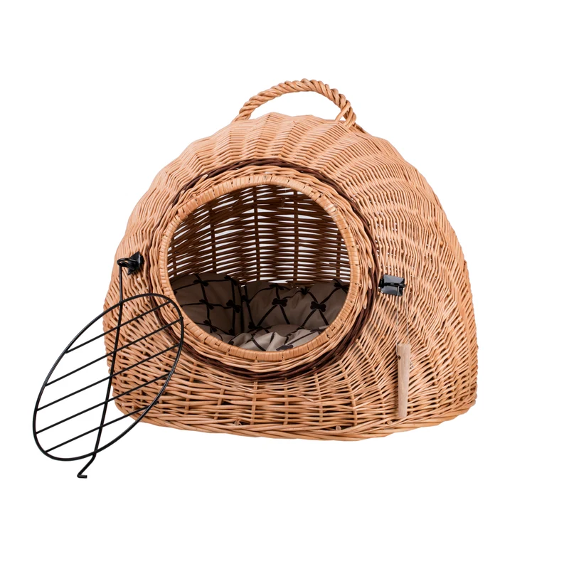 Tactus wicker cat house with cushion, wicker pet house, lockable pet carrier TheWickerStories