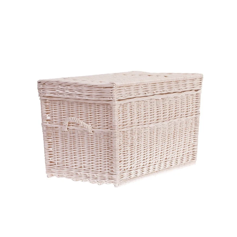 Kalvina wicker storage basket for laundry and toys with lid and handles TheWickerStories