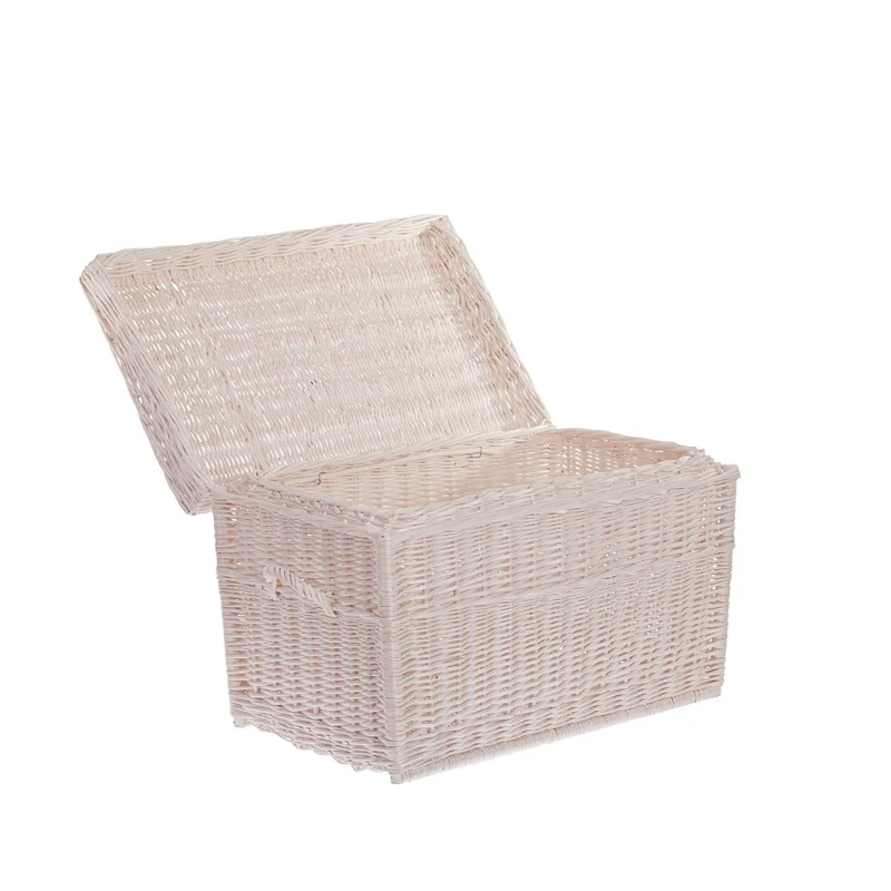 Kalvina wicker storage basket for laundry and toys with lid and handles TheWickerStories
