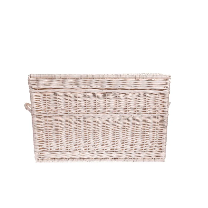 Kalvina wicker storage basket for laundry and toys with lid and handles TheWickerStories