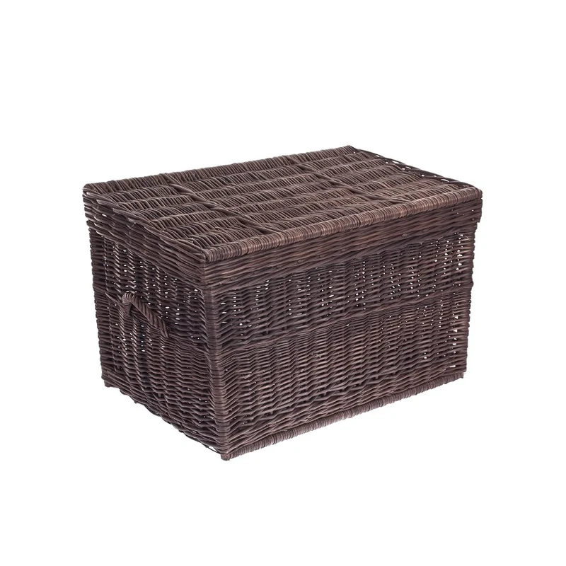 Kalvina wicker storage basket with lid and handles TheWickerStories