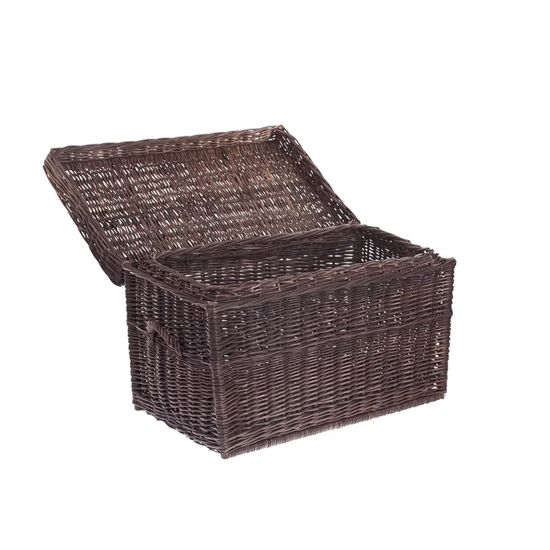 Kalvina wicker storage basket with lid and handles TheWickerStories