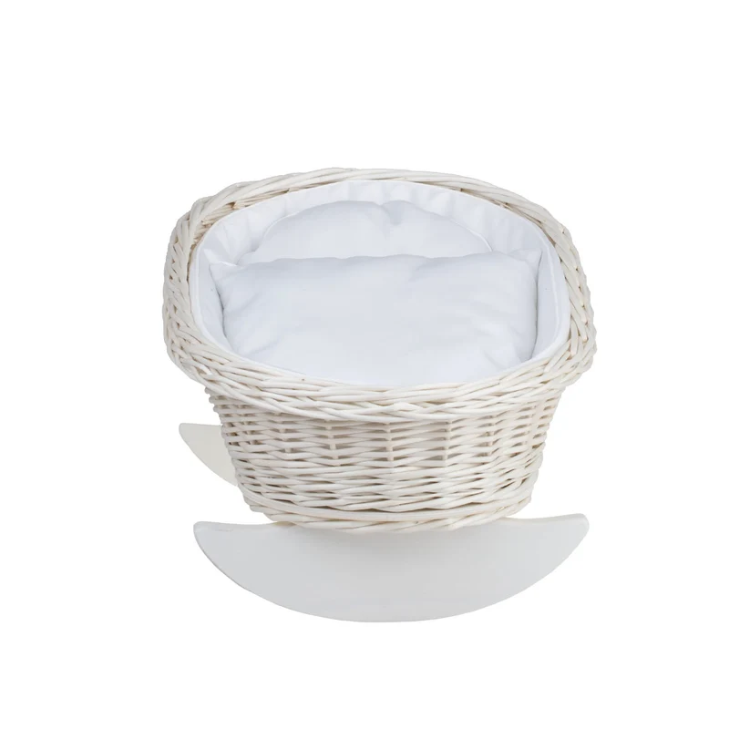 Mimi wicker cradle for dolls with white lining, pillow and duvet TheWickerStories