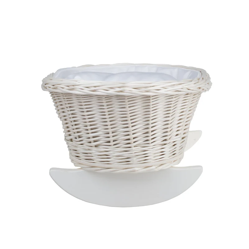 Mimi wicker cradle for dolls with white lining, pillow and duvet TheWickerStories