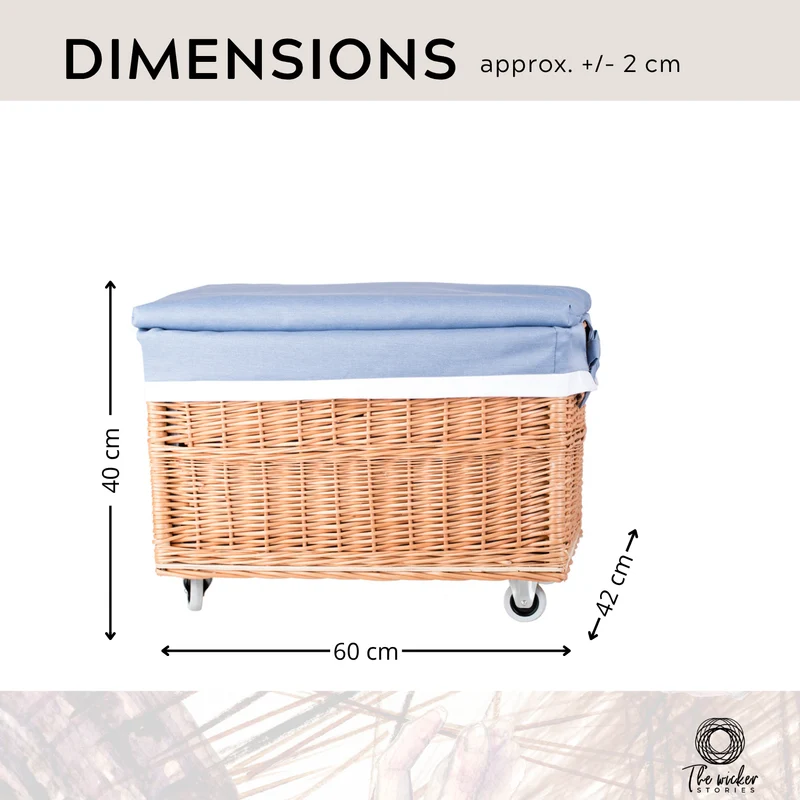 Cervus large portable rectangular wicker storage basket with lid and trim TheWickerStories