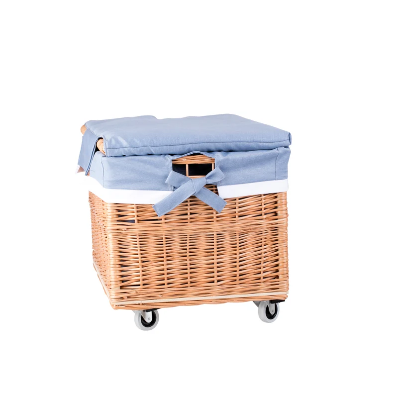 Cervus large portable rectangular wicker storage basket with lid and trim TheWickerStories