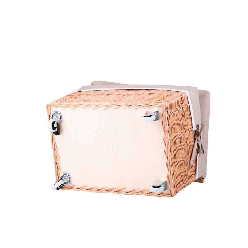 Cervus large portable rectangular storage basket, wicker basket with lid and lining TheWickerStories