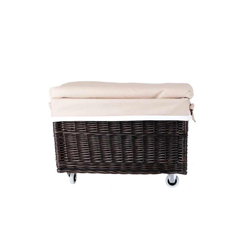 Cervus large portable rectangular storage basket, wicker basket with lid and trim TheWickerStories